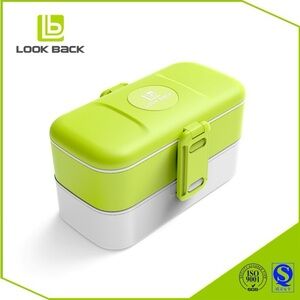 LOOK BACK Stackable Bento Lunch Box. BPA-Free. Stainless Steel utensils included